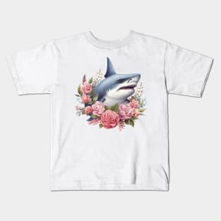 Pink Christmas Shark Kids T-Shirt